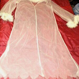 NAUGHTY SEXY WOMAN HALLOWEEN COSTUME ANGEL SHEER SEE THRU GOWN LINGERIE